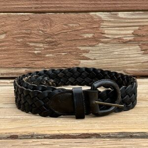 Vintage Black Woven Leather Belt